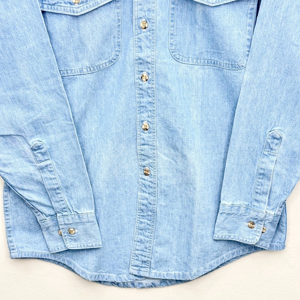 Vintage Bear-Back Guarantee Pioneer Seeds Chambray Work Shirt Small NWT USA Made - Picture 5 of 14